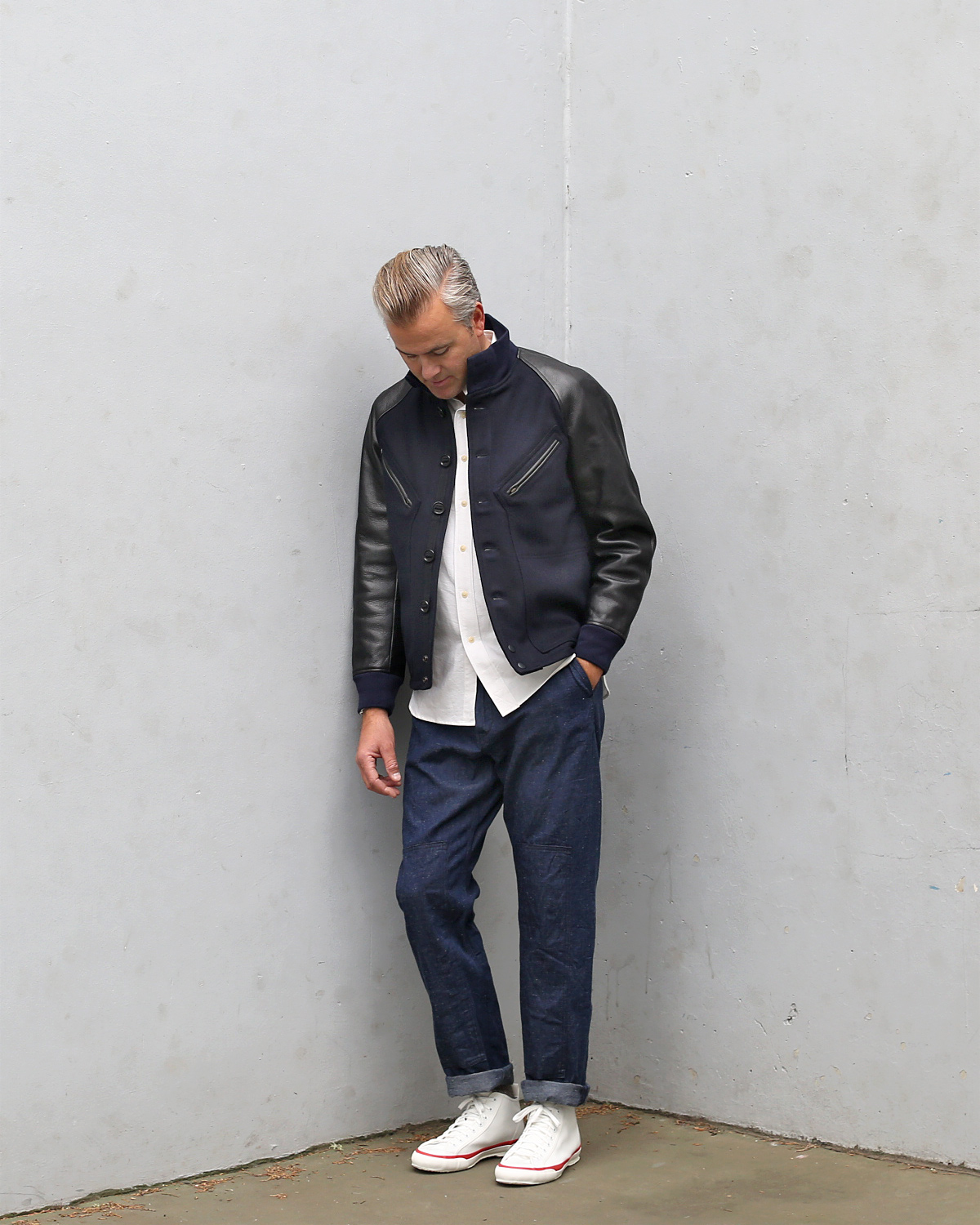 The Hill-Side J-1 Letterman Jacket, Navy/Black